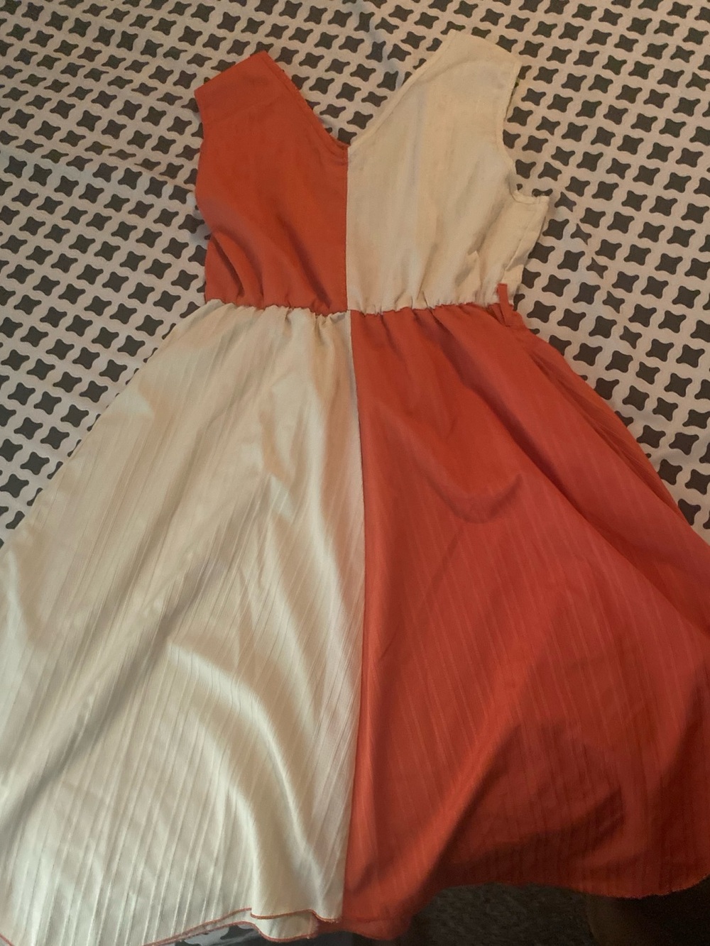 Girls Two-Tone Orange and Cream Sleeveless Dress